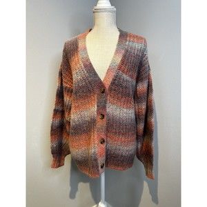 Sundance Ombré Stripe Pink Blue Purple Cozy Northern Lights Cardigan Size Medium